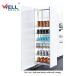 WellMax KDSPTJ012D Stainless Steel Heighten pull-out basket with soft-closing Tall unit basket