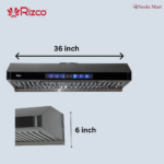 Rizco RZ BL Fiesta 90, 36 Inch Heat Auto Clean Kitchen Hood BLDC Motor, 9 Speed - Image 2