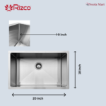 Rizco Senorita 20 Inch SS Kitchen Sink, 304 Stainless Steel - Image 3
