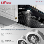 Rizco RZ BL Fiesta 90, 36 Inch Heat Auto Clean Kitchen Hood BLDC Motor, 9 Speed - Image 4